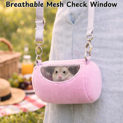 Dwarf Hamster Carrier Backpack Travel Bag, Dwarf Hamster Carry Pouch With Liner And Adjustable Lightweight Tether, Breathable Soft Outgoing Sleeping Travel Bag For Small Pets Squirrels Reptiles (Pink) - Image 2