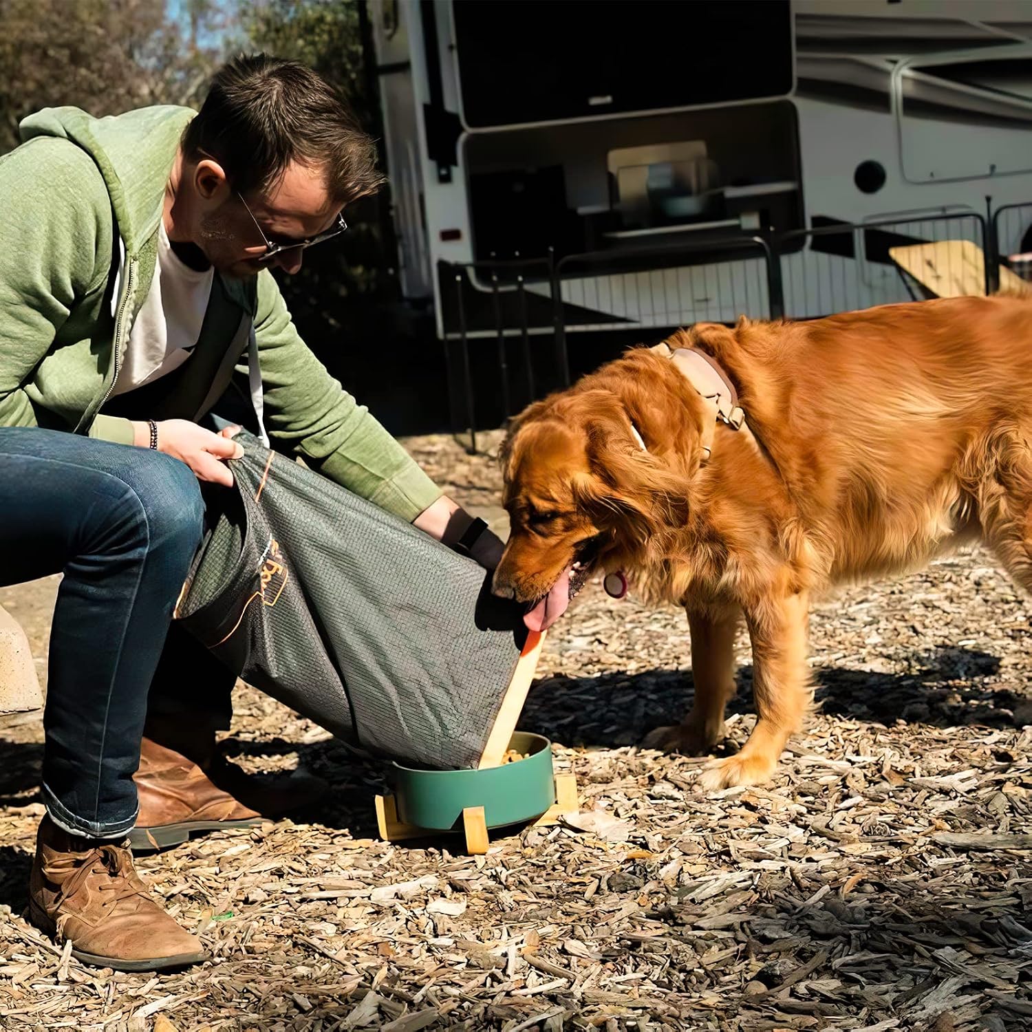 FXW travel kibble storage bag roll-top detail