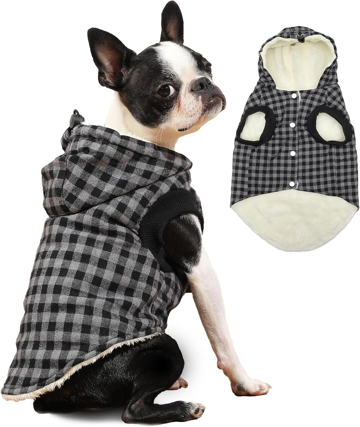 Vecomfy Fleece Lining Extra Warm Dog Hoodie in Winter,Small Dog Jacket Puppy Coats with Hooded,Red S - Image 14
