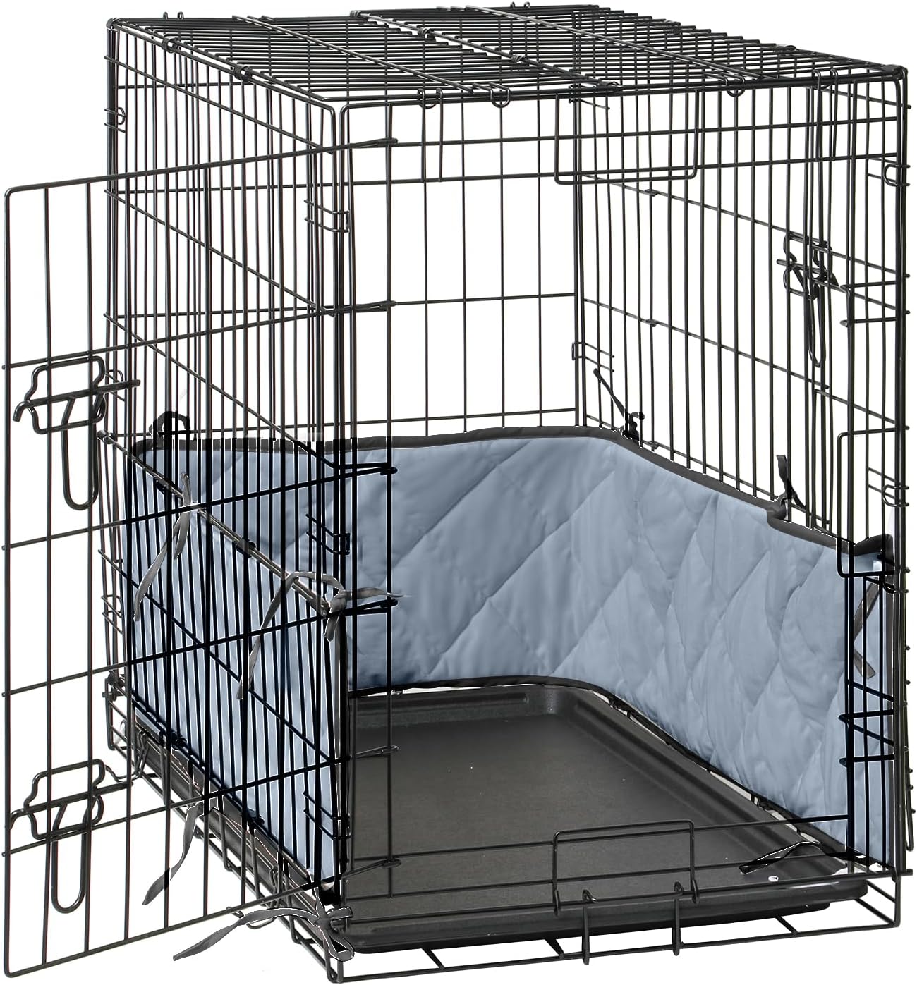 Yxzhyaba gray dog crate bumper installed in wire kennel