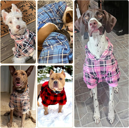 Beige plaid pet jacket with durable stitching details