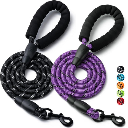 2 Pack Dog Leash, 4/5//6 FT Heavy Duty Nylon Rope Pet Leashes with Comfortable Padded Handle, Reflective Dog Leashes for Small Medium and Large Dogs (5FT-1/2,Black/Black) - Image 15