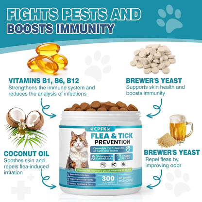 CPFK flea and tick cat supplement showing premium ingredients list