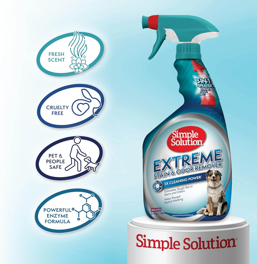 Side view of 32 fluid ounce Simple Solution bottle