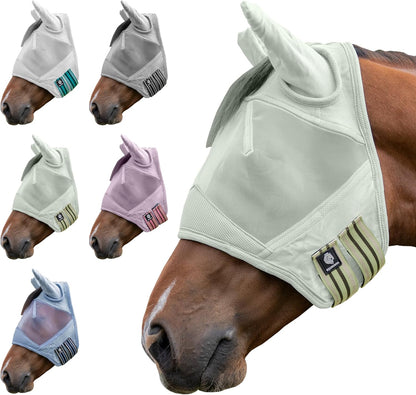 Equinavia Algard Soft Mesh Horse Fly Mask with Ears, 45 SPF UV Protection, Eye Shield, Fly Masks for Horses with Ears, Silver - Cob - Image 9