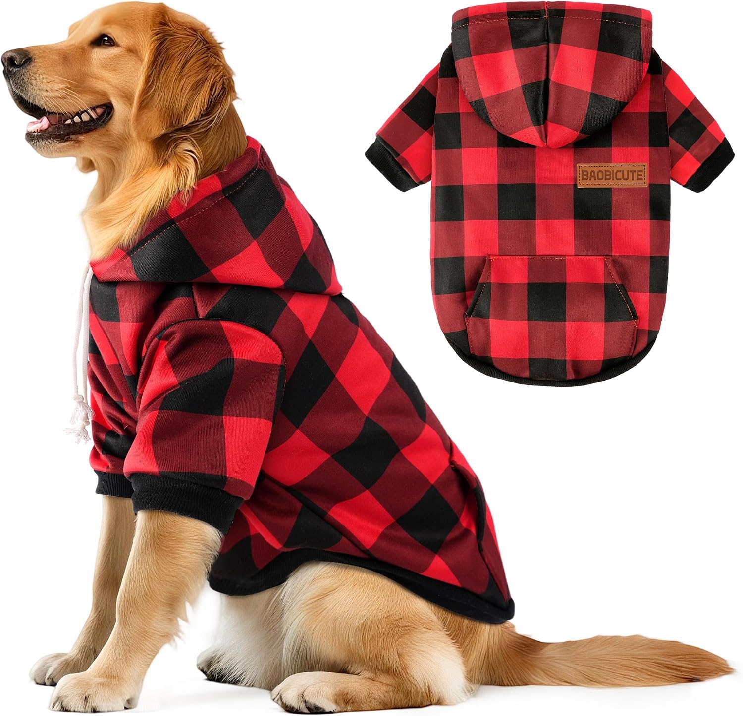 Dog Basic Hoodie Soft Dog Clothes Cold Weather Sweaters for Medium Large Dogs Cozy Fabric Warm Sweatshirt with Leash Hole for Boys (Black, X-Large (35-55 lbs)) - Image 13