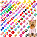 Mruq Pet 100 piece dog hair bows with rubber bands front view