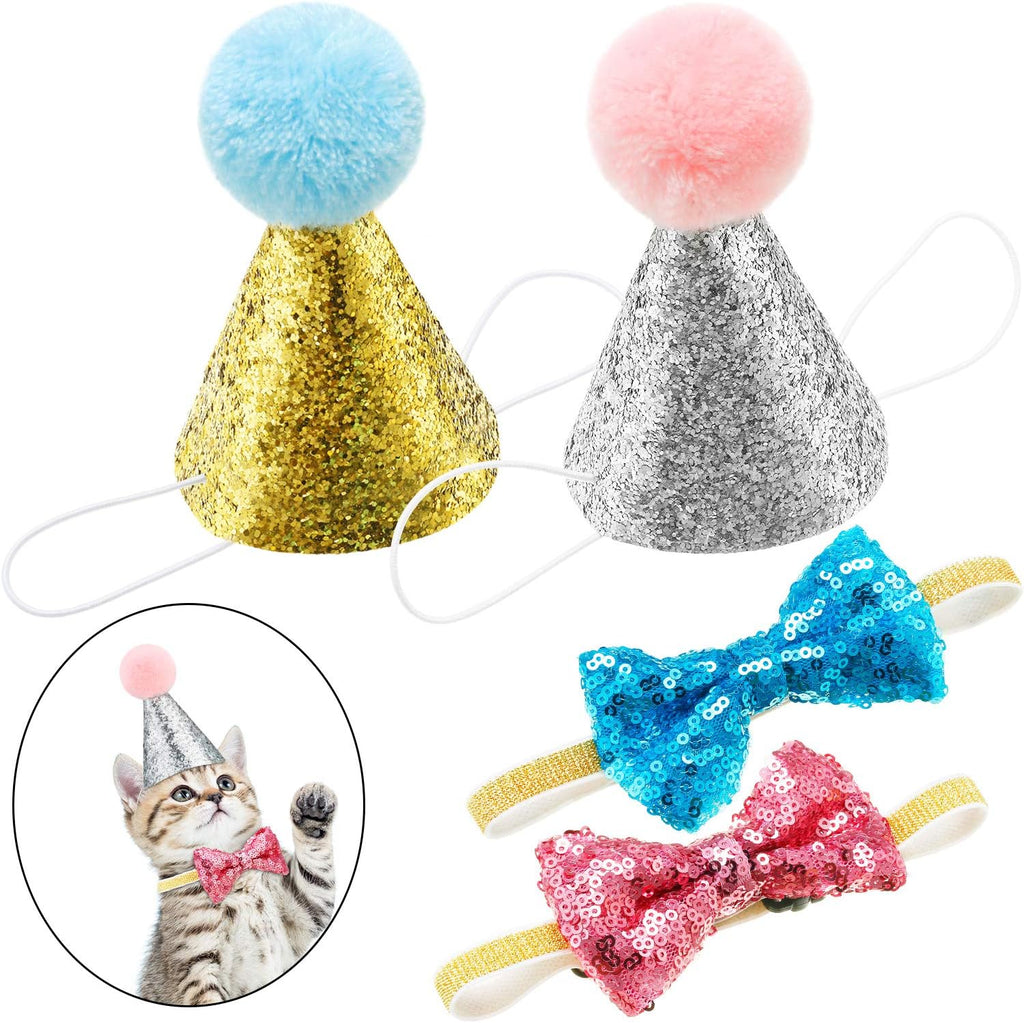 Satinior pet birthday hat and bowtie set front view