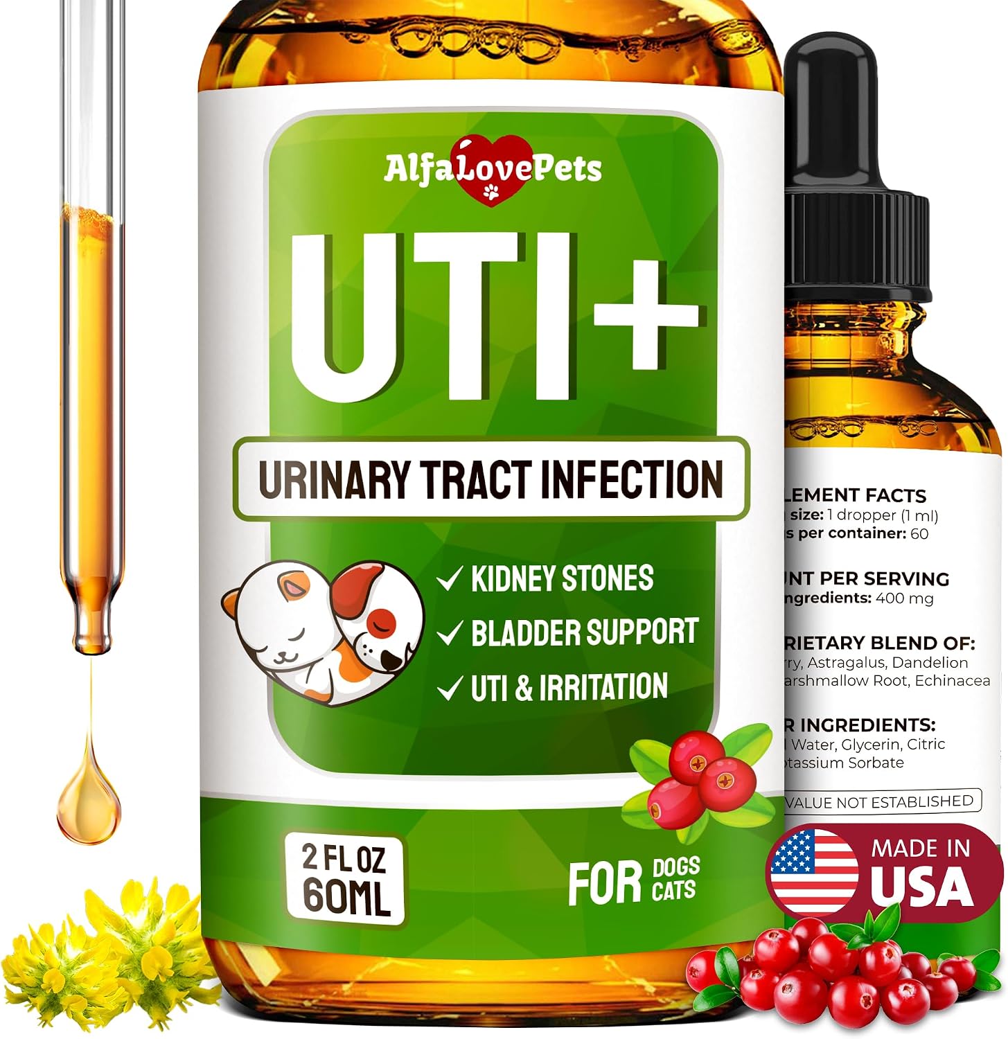Cat UTI Treatment for Frequent Urination, Bladder & Kidney Irritation - Squeezable Dog UTI Treatment for Natural Care - Creamy UTI+ Cranberry Supplement for Dogs with Chicken Flavor - 10 Sticks x 5 g - Image 10