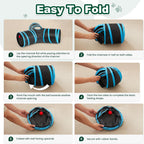 Love's Cabin Cat Tunnel for Indoor Cats, 3-Way Collapsible Play Tunnel with Teaser Wand, Peek Holes & Toy Ball, Small Pet Toy for Kittens & Rabbits, Black & Blue, Small Size - Image 9