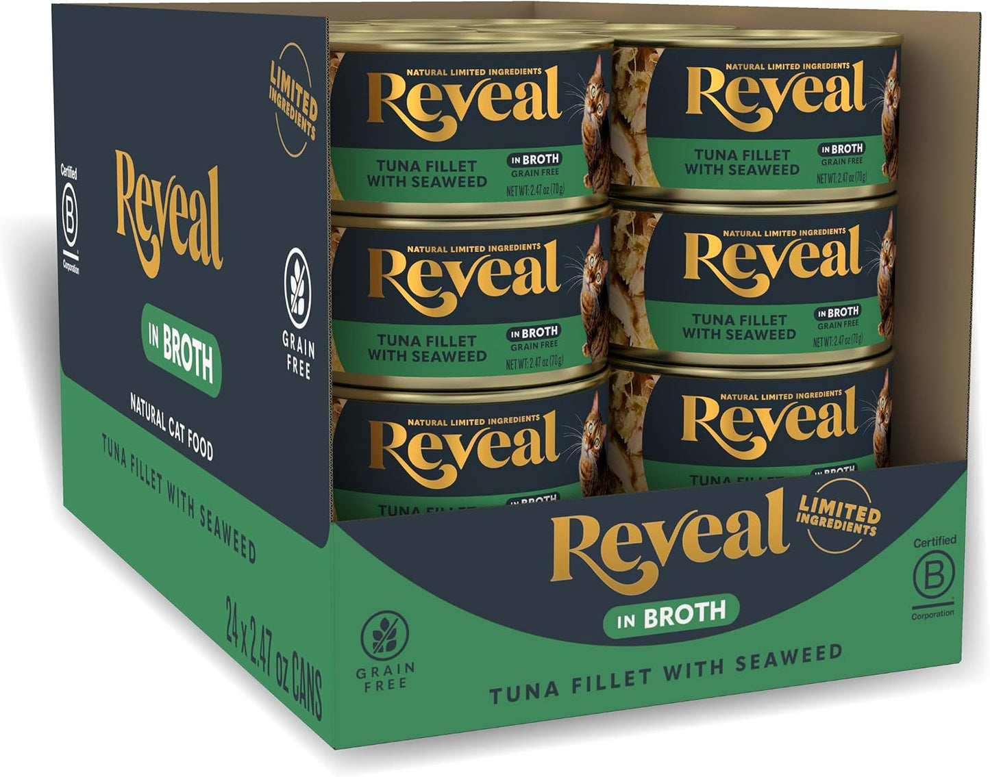 Reveal Natural Wet Cat Food, 24 Count, Grain Free, Limited Ingredient Canned Food for Cats, Tuna Fillet in Broth, 2.47 oz Cans - Image 12