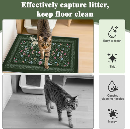 Waterproof backing of Bienbee cat litter mat protecting hardwood floors