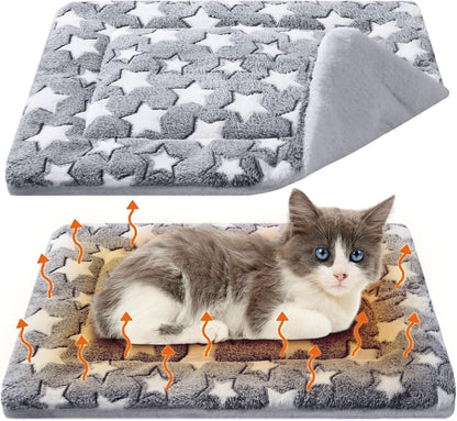 VitalCozy 2 Pack Self Warming Cat Mat Self Heating Pad Bed Reversible Machine Washable Reflects Body Heat Warm Thermal Pet Pad Crate Blanket for Feral and Indoor Cat (Star,17'' X 17'') - Image 13