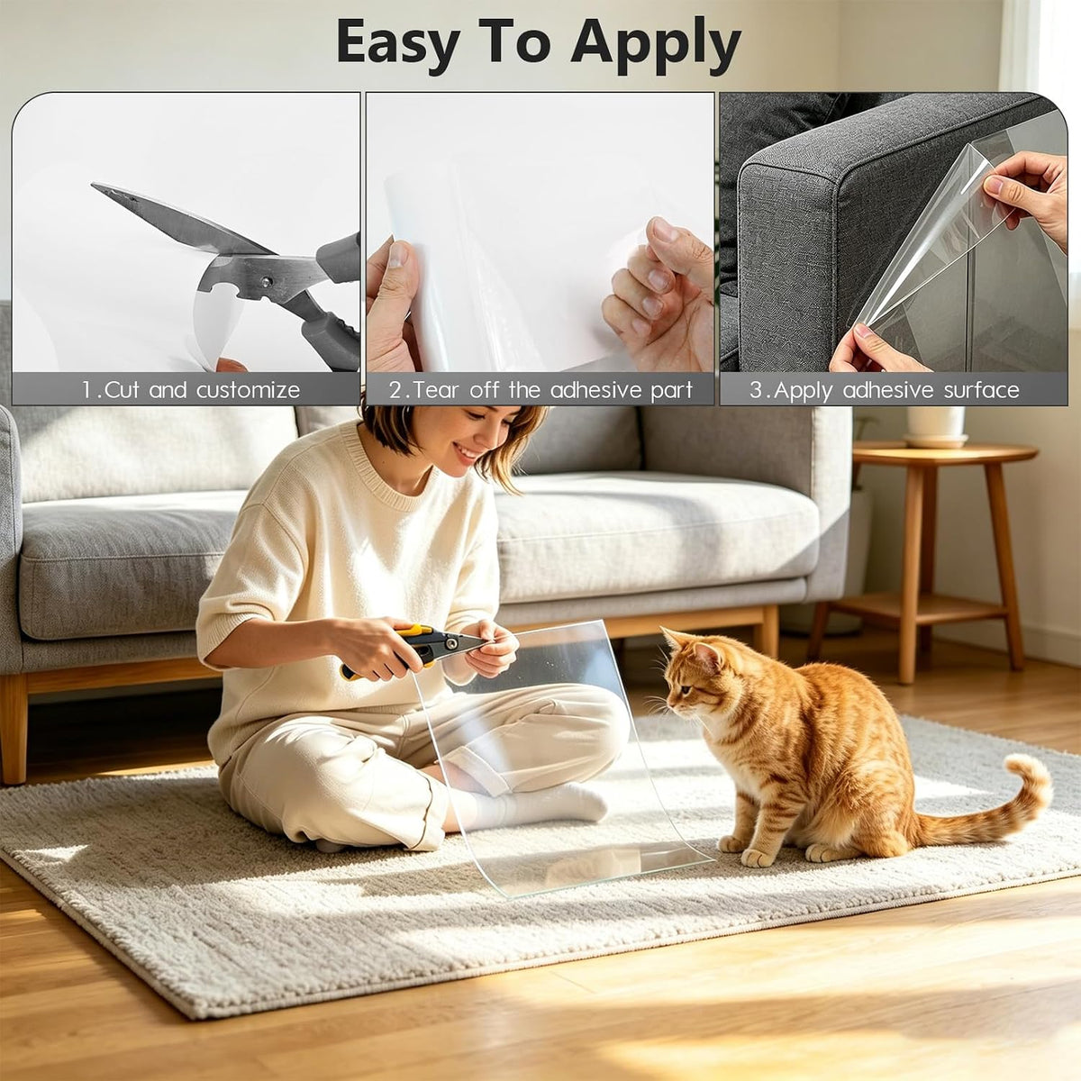 Variety of 4 sizes of cat scratch furniture protectors