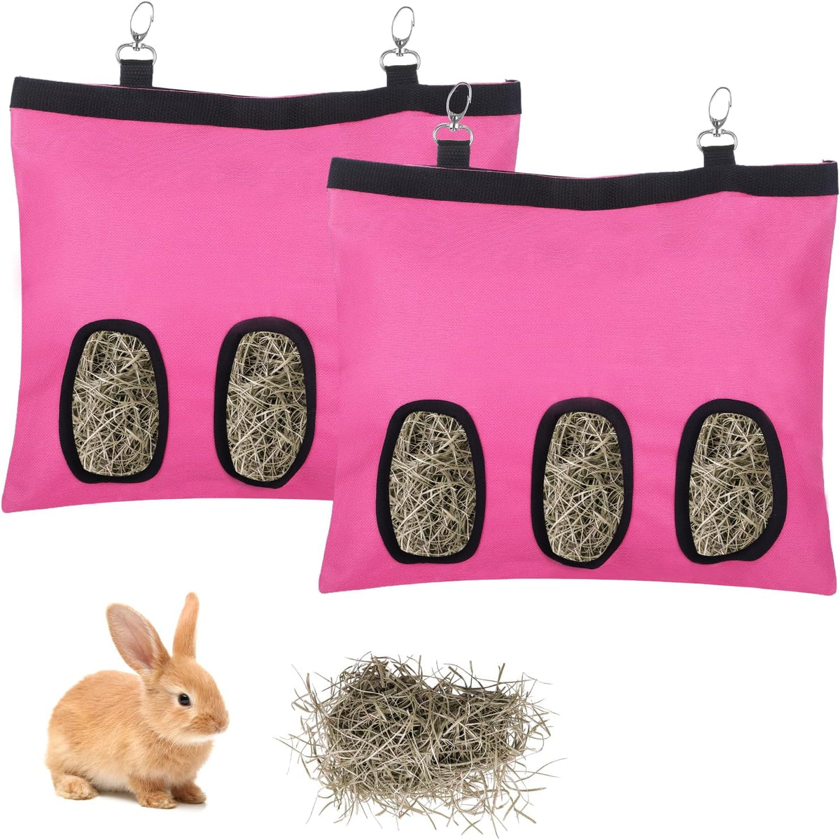 2PCS Rabbit Hay Feeder,3 Hole Hay Bag for Rabbits, Washable Hanging Small Animal Feeder for Guinea Pig Bunny Chinchillas Hamsters and Other Pets - Image 8