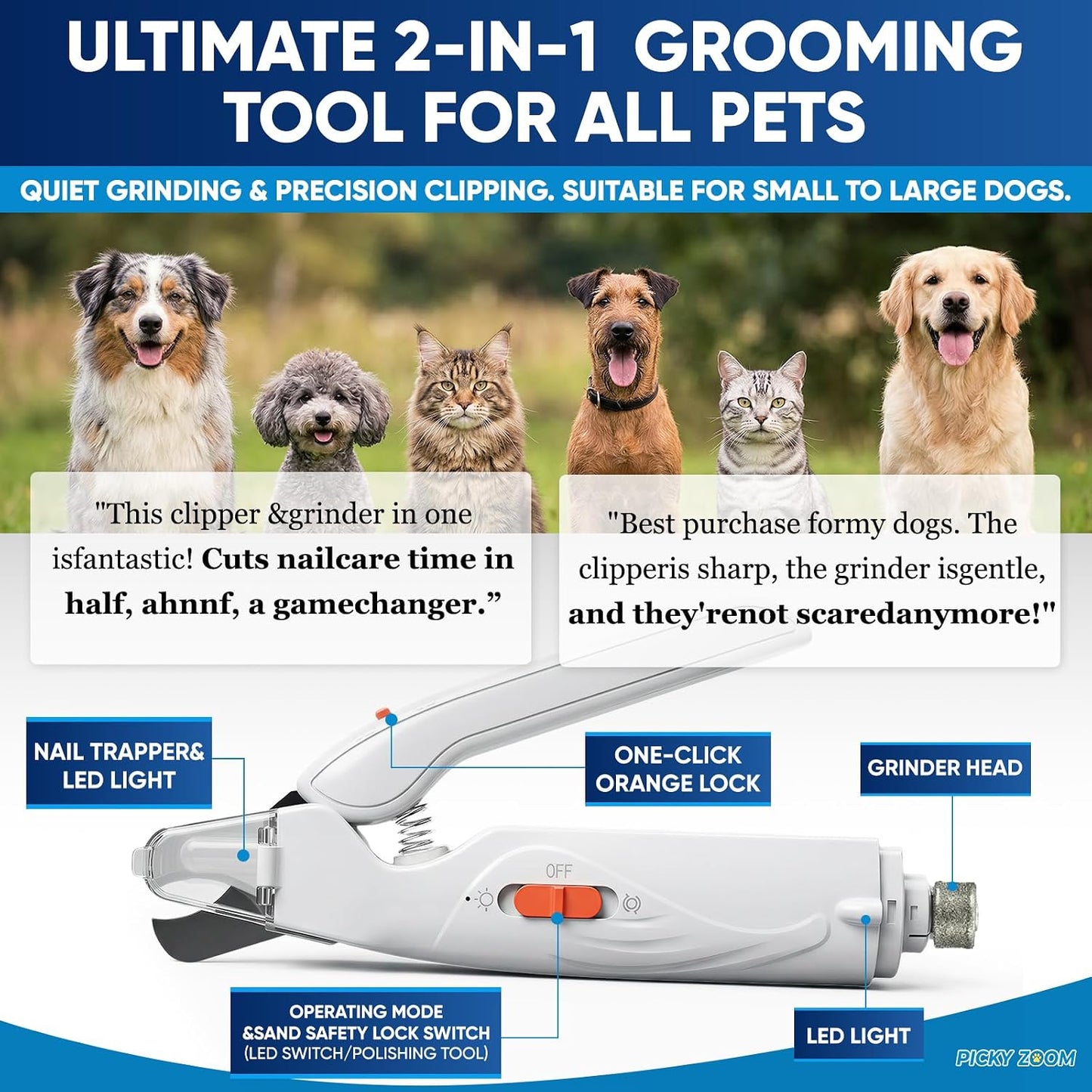 Picky Zoom nail clipper showing built-in LED light feature