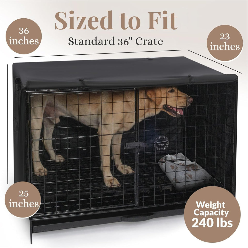 Dachshunds & Desserts medium dog cage cover packaging including the matching storage bag
