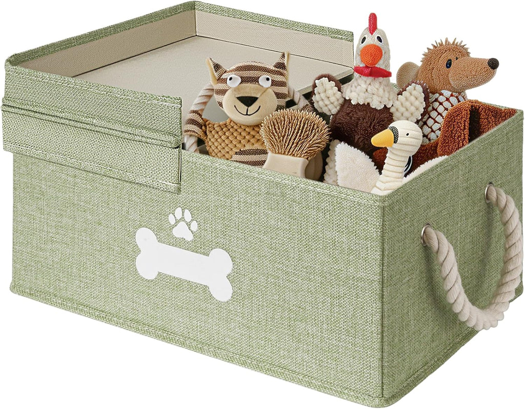 Dog Toy Basket with Lid, Dog Basket for Toys, Dogs Toy Box with Cotton Rope Handles, Collapsible Storage Bins for Pet Toys, Dogs Storage Organizer, Beige - Image 12