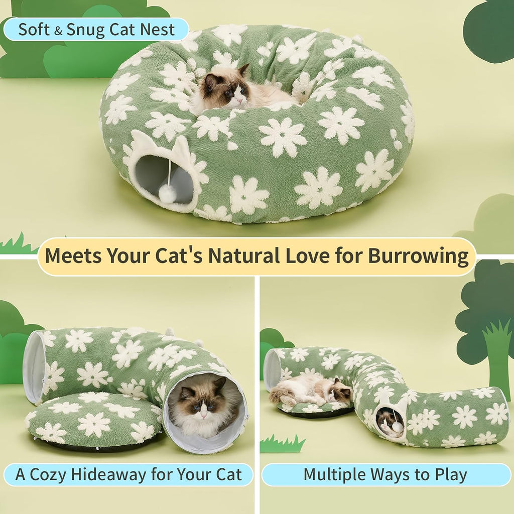 Pesen plush cat bed showing the detachable central cushion.