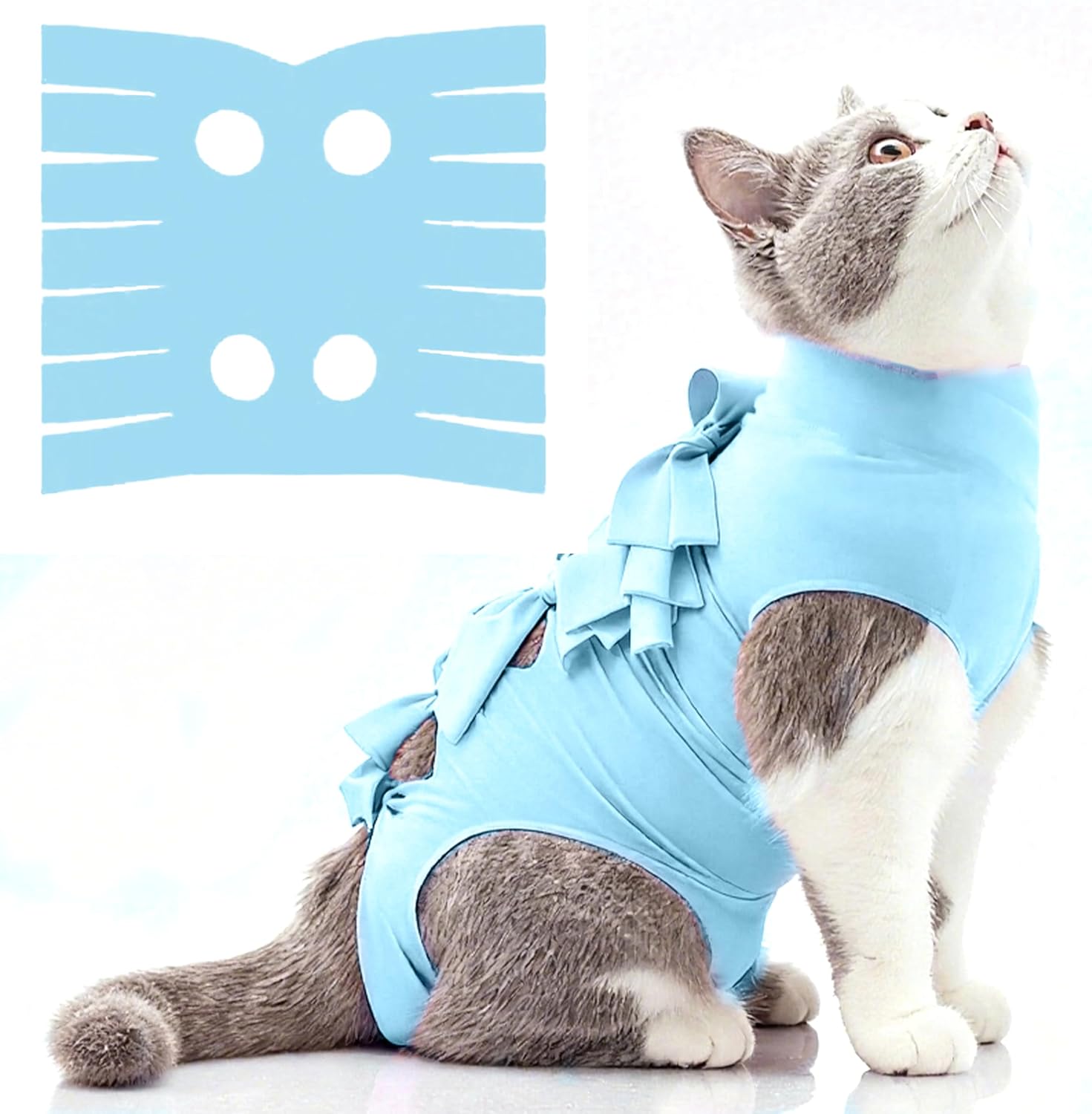 Size guide visualization for Lievuiken cat recovery suit