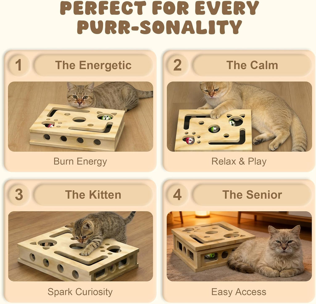 Extra large cat scratch box puzzle toy with multi angle openings for treats