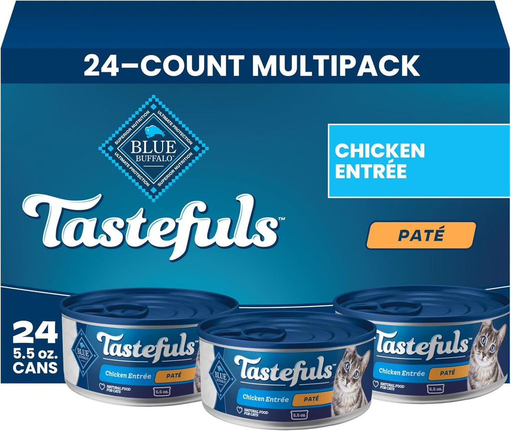 Blue Buffalo Tastefuls Wet Cat Food Pat Variety Pack (Chicken, Turkey & Chicken, Ocean Fish & Tuna) for Adult Cats, Made with Natural Ingredients, 5.5-oz. Each (24 Cans) - Image 13