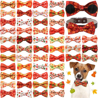 Hillban 50 Pcs Dog Collar Bow Ties, Adjustable Pet Bow Accessories with Elastic Bands, Grooming, Photo Props & Costume Decorations for Small to Medium Dogs - Image 12