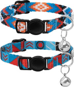 CollarDirect Cat Collar Breakaway with Removable Bell Set of 2 PCS Tribal Pattern Aztec Pet Safety Adjustable Kitten Collar - Image 9