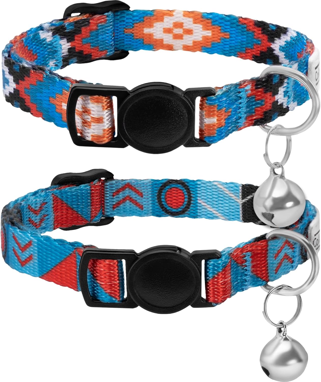CollarDirect Cat Collar Breakaway with Removable Bell Set of 2 PCS Tribal Pattern Aztec Pet Safety Adjustable Kitten Collar - Image 9