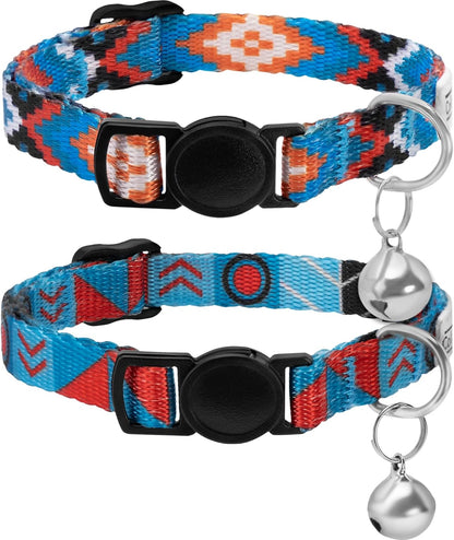 CollarDirect Cat Collar Breakaway with Removable Bell Set of 2 PCS Tribal Pattern Aztec Pet Safety Adjustable Kitten Collar - Image 9