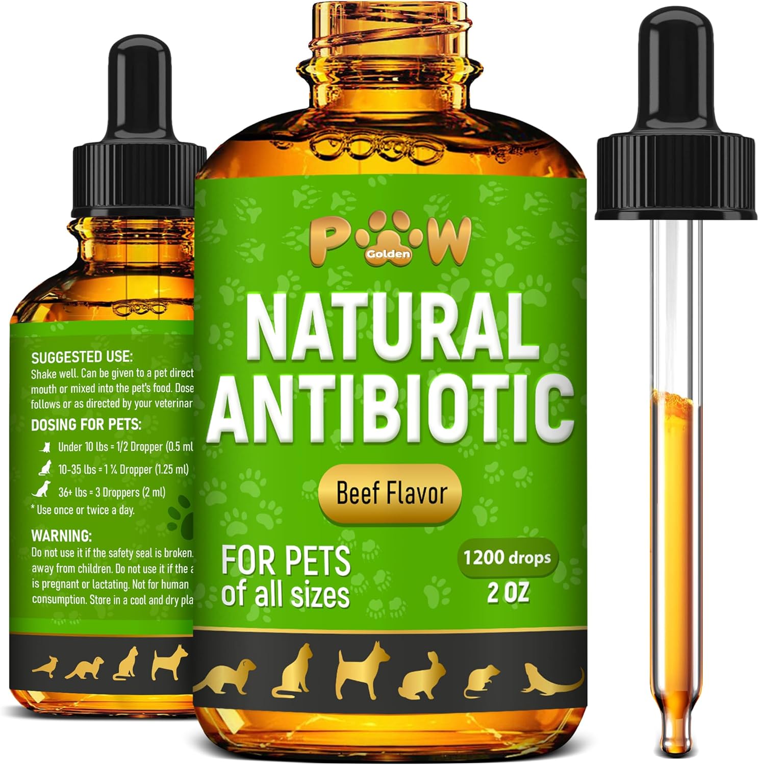 Salutempet Golden Paw natural pet antibiotic drops front view for immune support