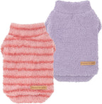 Fitwarm 2 Pack Striped Fleece Dog Sweater, Warm Winter Dog Clothes for Small Dogs Boy Girl, Fuzzy Pet Outfit, Doggy Pullover Jumper, Grey, Navy, Small - Image 9