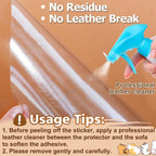Transparent anti-scratch couch protector applied to leather armrest
