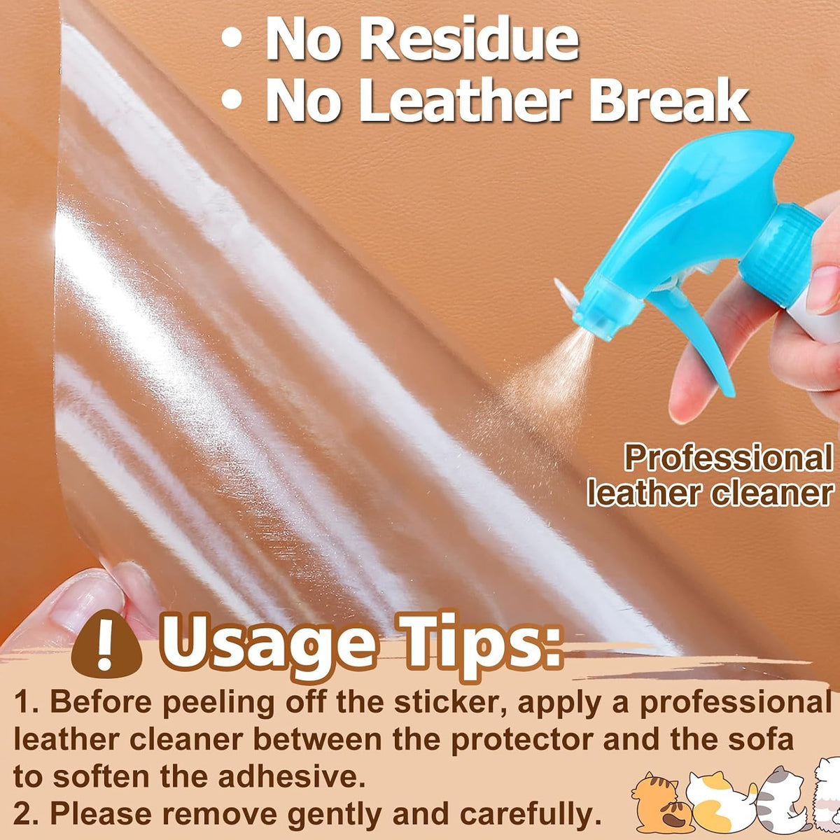 Transparent anti-scratch couch protector applied to leather armrest