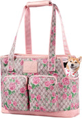 Johomviin floral dog carrier purse front view with pet inside