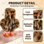 Miniature sunglasses and gold necklace accessories for tabletop goose figurine