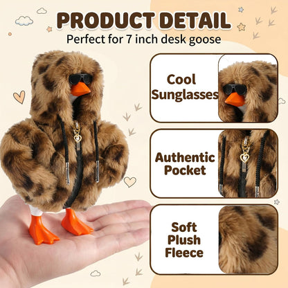 Miniature sunglasses and gold necklace accessories for tabletop goose figurine