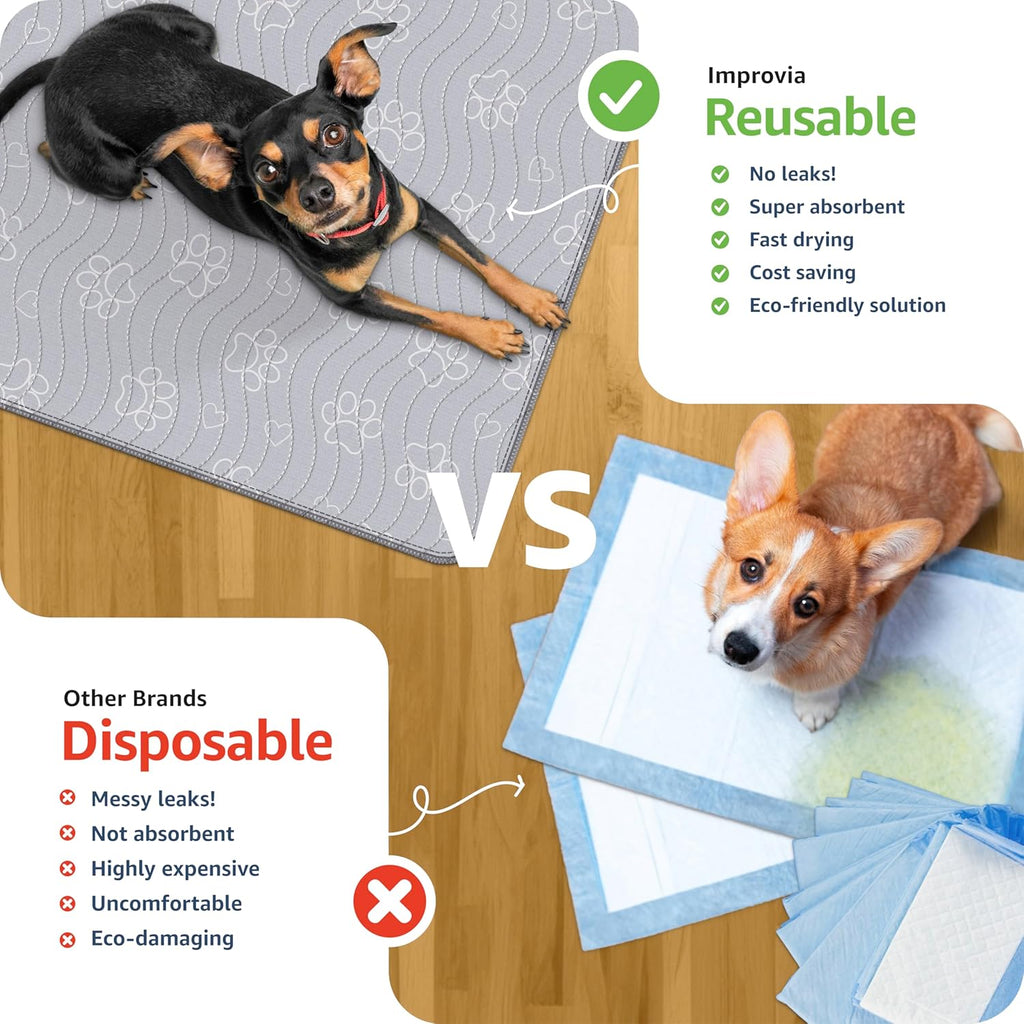 Improvia washable pee pad folded to show 4-layer construction