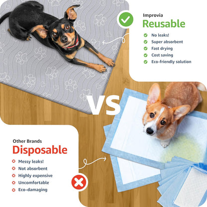 Improvia washable pee pad folded to show 4-layer construction