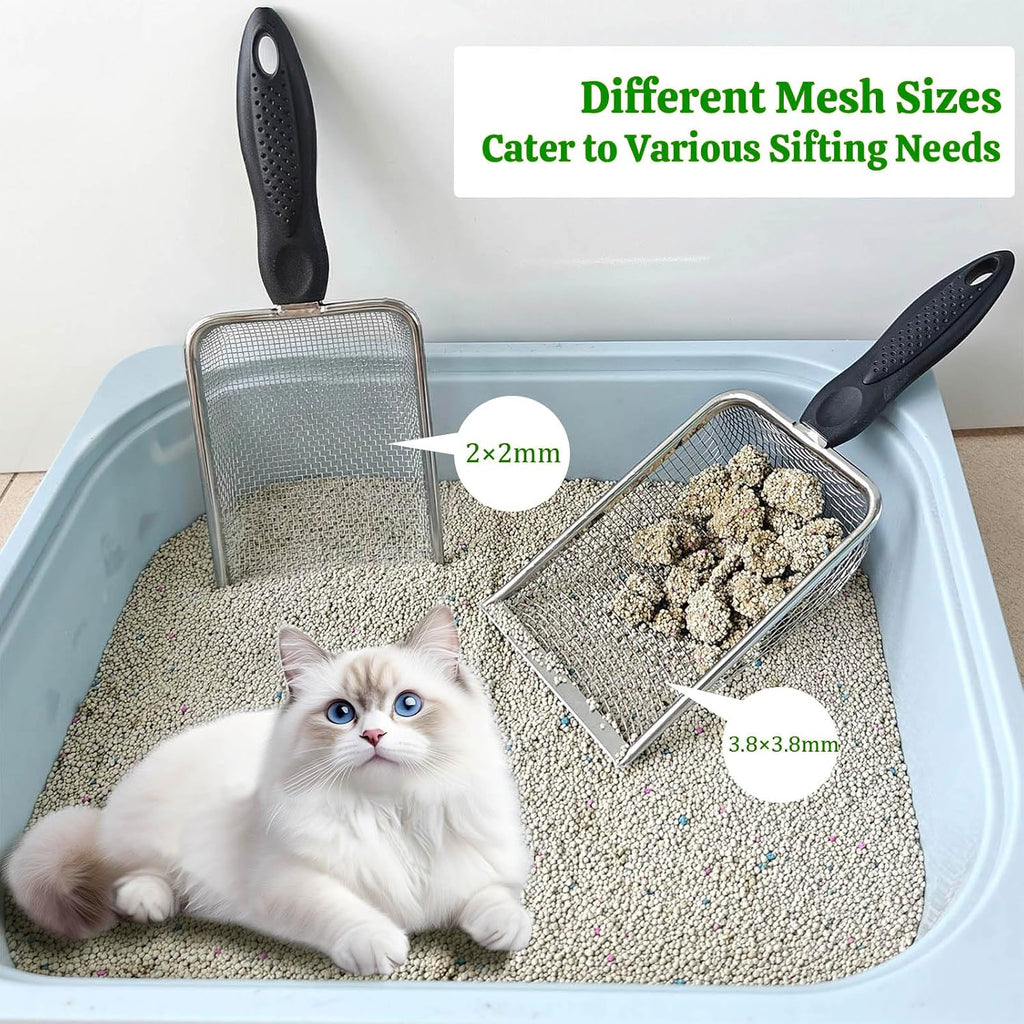 Premium imported dual mesh cat litter scooper set side angle