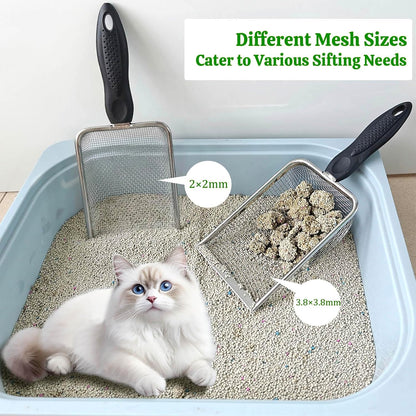 Premium imported dual mesh cat litter scooper set side angle