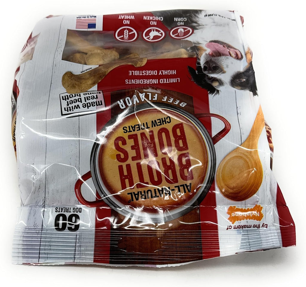 Grain-free Nylabone beef broth bones for adult dogs