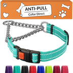 CollarDirect Martingale Dog Collar Heavy Duty Nylon Slip Collars for Small Medium Large Dogs [Stainless Steel Chain and Quick Release Buckle, Reflective, Pink, L, 17"-22"] - Image 11