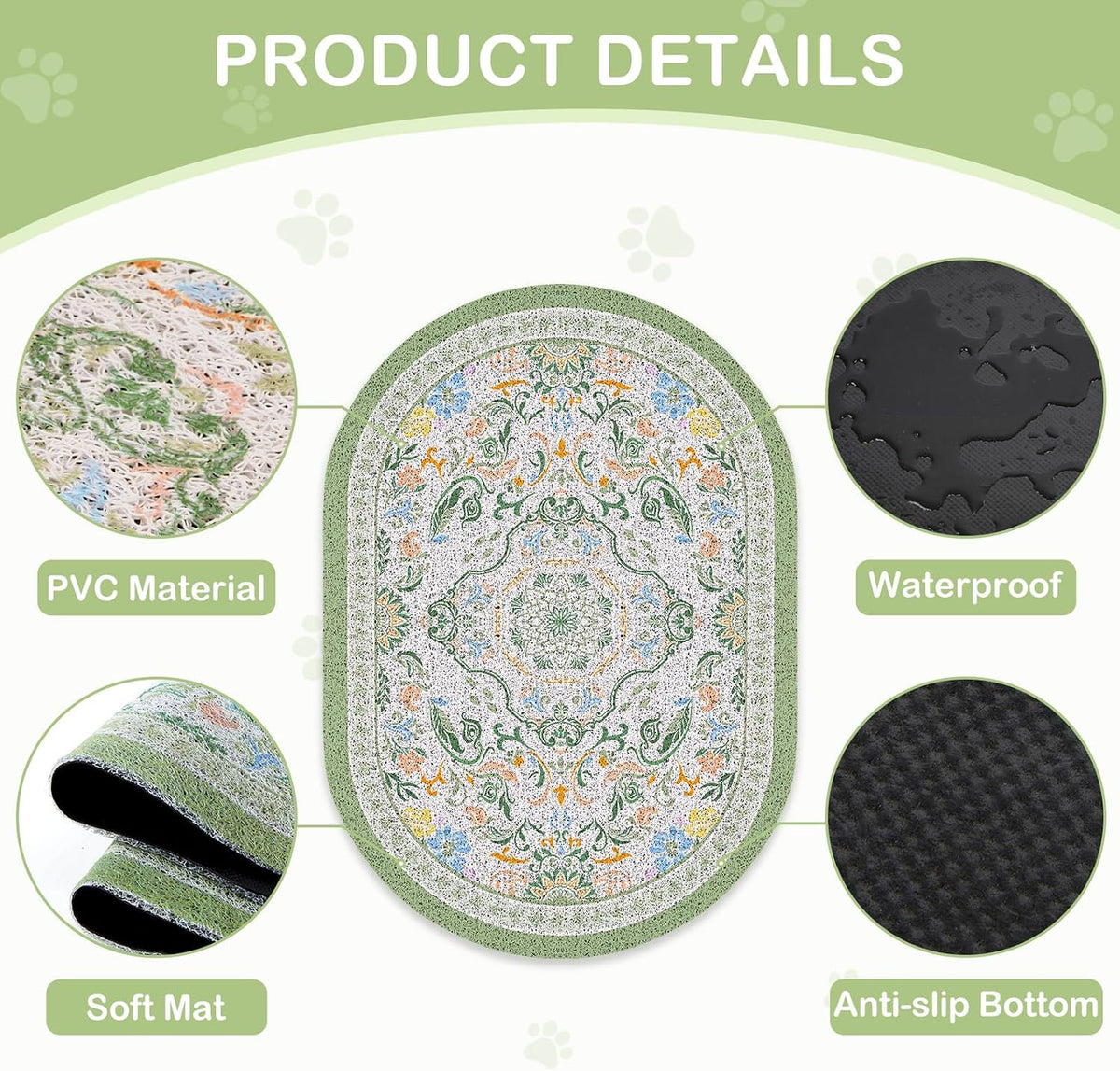 Waterproof non slip backing of Bienbee medium kitty litter rug