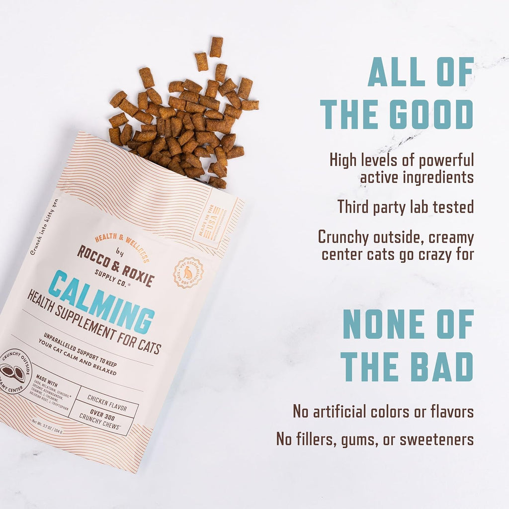 Close up of premium USA imported cat calming health chews