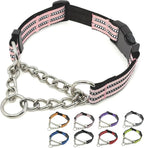 Martingale Dog Collars, Reflective Nylon Collar with Stainless Steel Chain, Adjustable Walking Training Dog Collars with Quick Release Buckle, Suitable for Small Medium Large Dogs(Gray,L) - Image 14