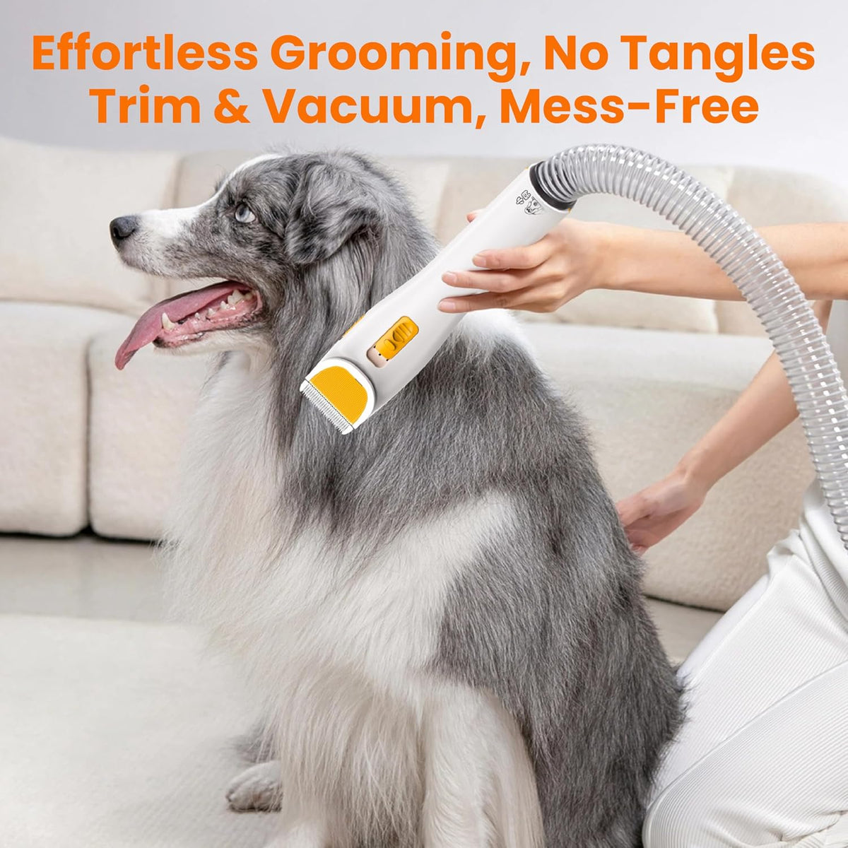 White pet grooming vacuum machine with 1.5 Liter dust cup container.