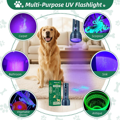 Esco Lite black light being used in a dark room for household inspection.