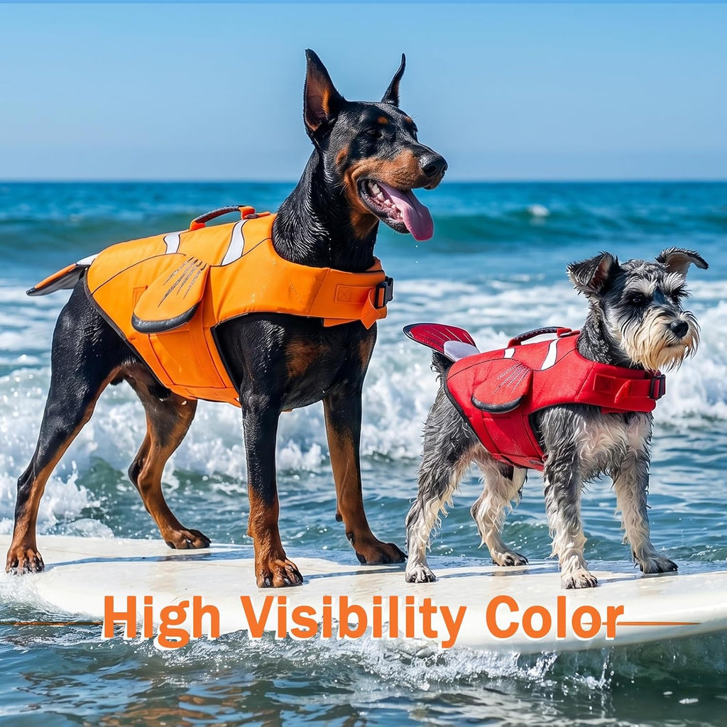 DENTRUN pet safety vest top view highlighting the durable back-side rescue handle.