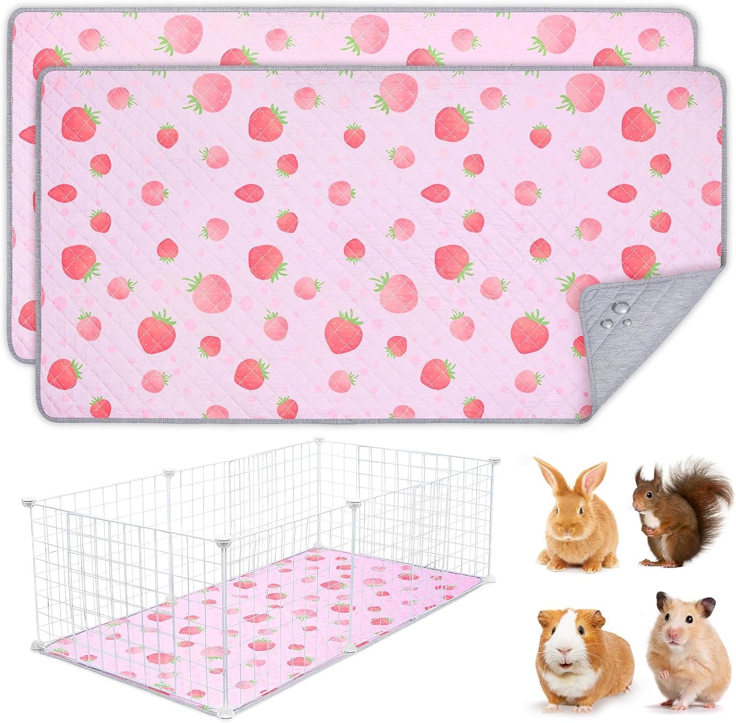 2 Pack Washable Guinea Pig Cage Liner, Reusable Guinea Pig Mat, Waterproof Super Absorbent Pee Pads for Small Animals - Image 14